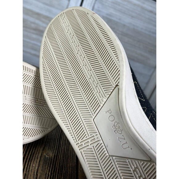 Po-Zu Women's 36 US 5 Lace Up Sneakers Black/Gold - Picture 9 of 11